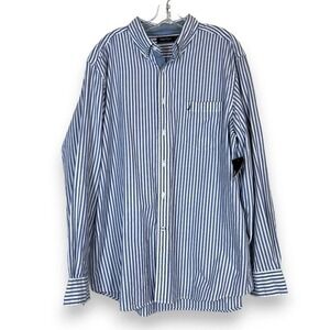 Nautica Long Sleeve Shirt Blue White Striped Button-Up XL
